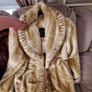 DENNIS BASSO FAUX FUR MINK COAT- BRAND NEW W TAGS!